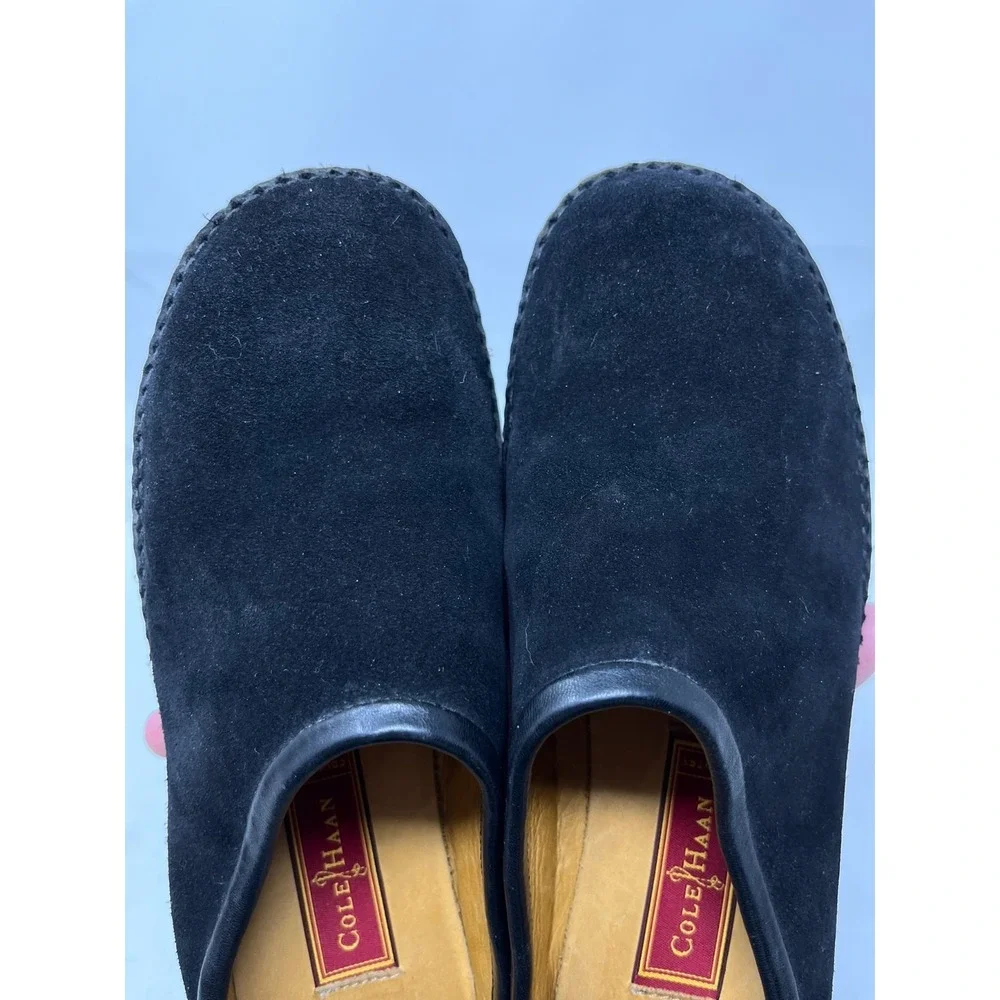 COLE HAAN Country Womens 9 Clog Shoes Black Suede Leather Knobby Outsole - Picture 9 of 10